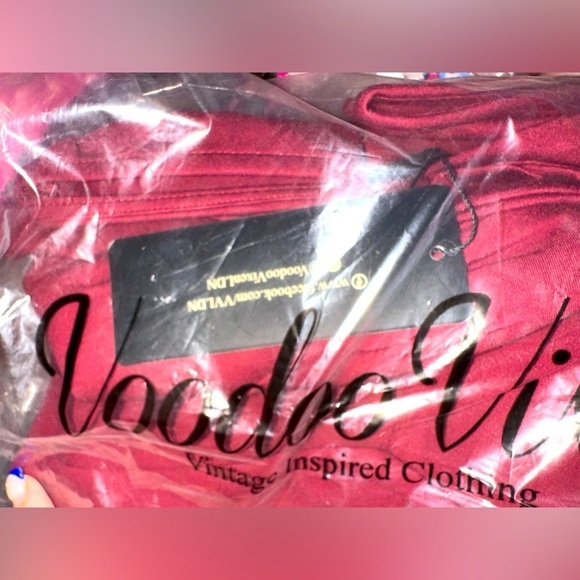 VOODOO VIXEN ANIKA BOW TOP BURGUNDY 4X NWT office contemporary feminine - Picture 3 of 4